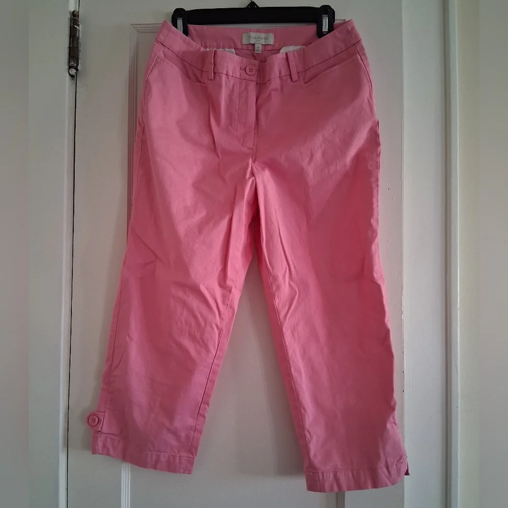 Talbots Cropped Pink Button-Hem Capris - Picture 5 of 8
